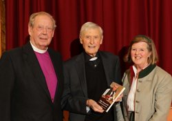 Canon Edgar Turner with Bishop Dr Samuel Poyntz and Lady Sheil at the launch.